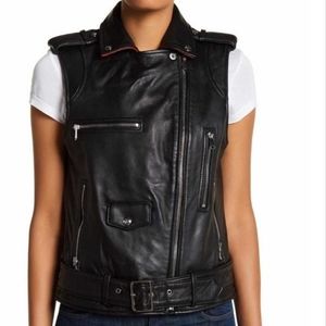 Sam Edelman Belted Leather Moto Vest 
